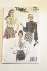 8785 VOGUE EASY SHORT - LONG SLEEVE HIDDEN BUTTON FLOUNCE BLOUSE PATTERN 6-10; 12-16 choice  UNCUT